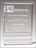 Classic Series freestanding clear acrylic award with blue highlights