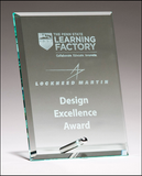 Clear glass award with silver plated easel post