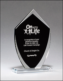 Shield Shaped Glass Award with Black Silk Screened Center