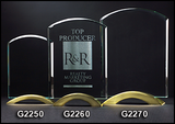 Arch Series Glass Award with gold metal base